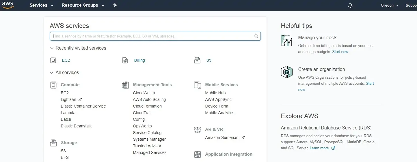 aws dashboard