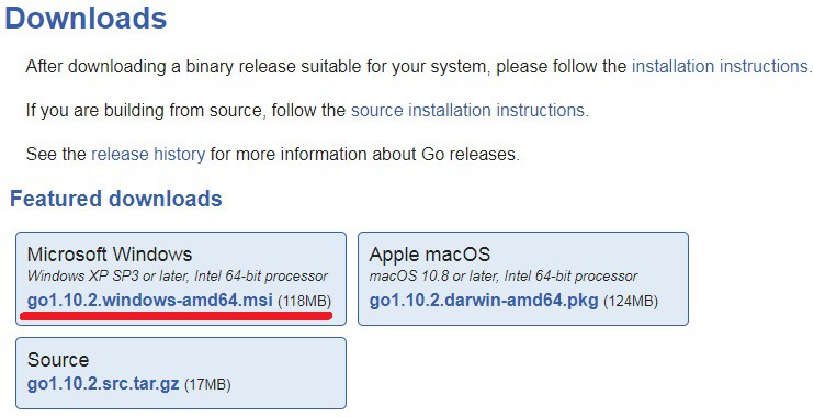 golang download windows