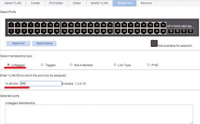 hp switch vlan port assignment cli