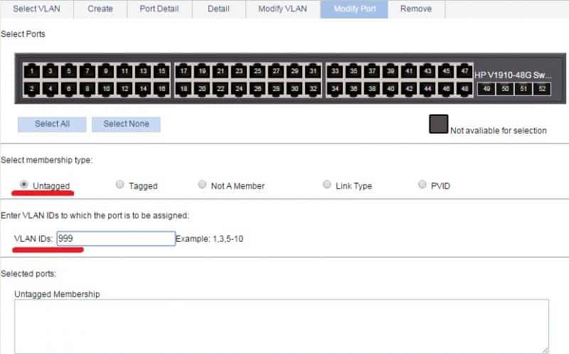 hp switch vlan port assignment