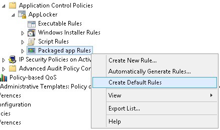 GPO - Package app Create Default Rules