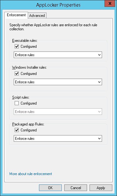 Windows 2012 - applocker properties configuration