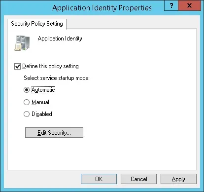 Windows 2012 - Application Identity automatically