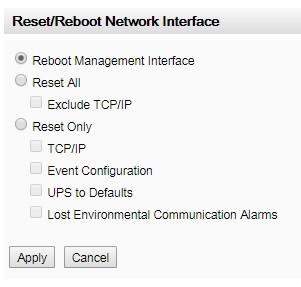 APC UPS Reboot Management Interface