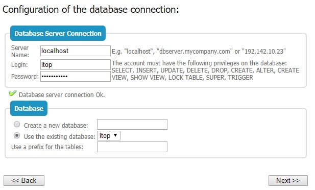 itop database installation