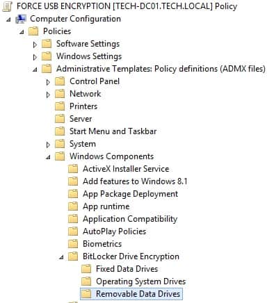 windows 2012 - bitlocker gpo configuration folder