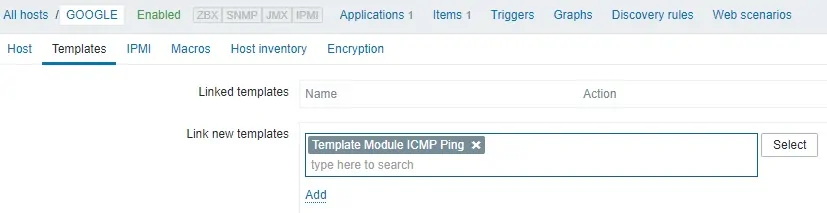 Zabbix ICMP template