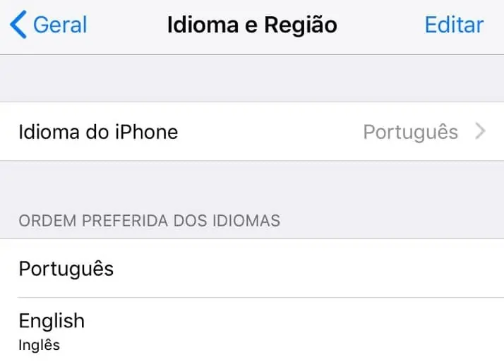 iPhone language configuration