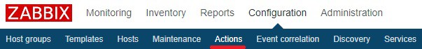 zabbix action menu