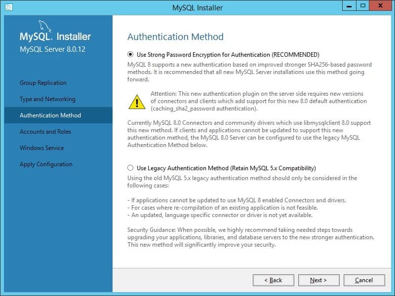 MySQL Authentication method MySQL Authentication method