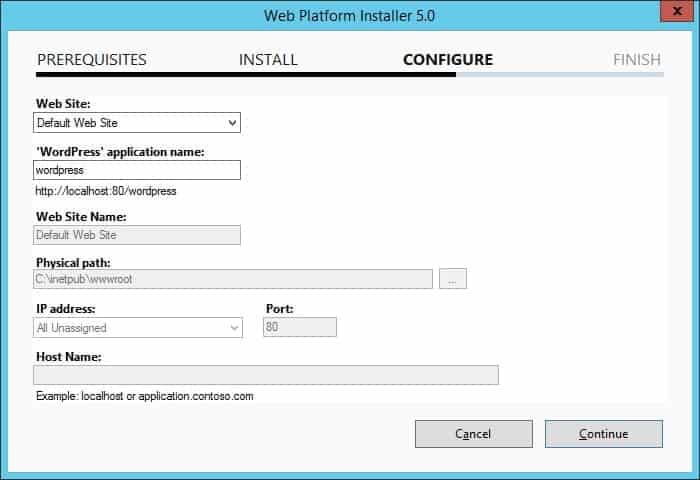 wordpress iis configuration