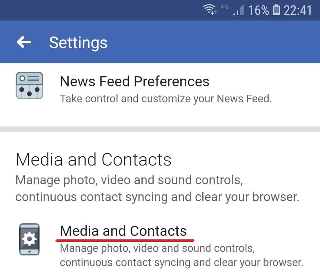 Android Facebook Media and Contacts