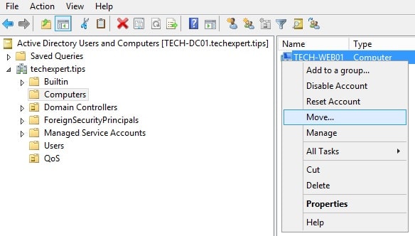 Active directory move computer