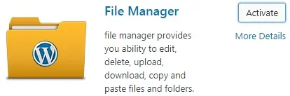 Wordpress File Manager Plugin Activate