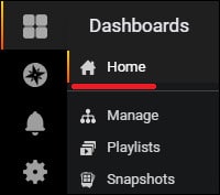 Grafana Dashboard menu