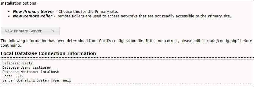 cacti primary server