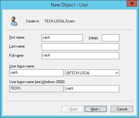 Cacti active directory user