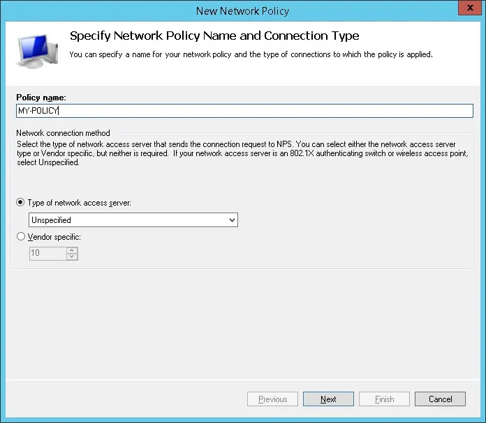 nps - network policy name