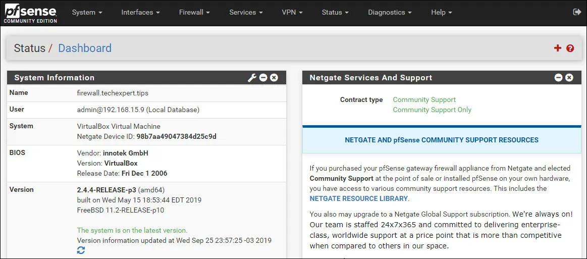 Pfsense dashboard