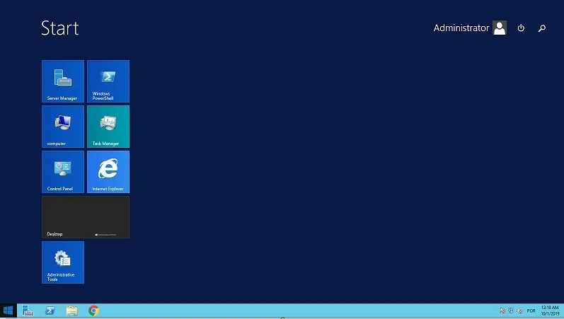 Windows 2012 desktop