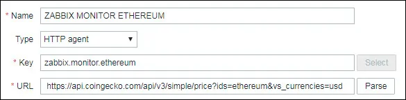 Zabbix monitor ethereum price