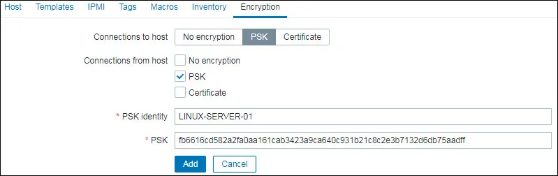Zabbix psk encryption linux