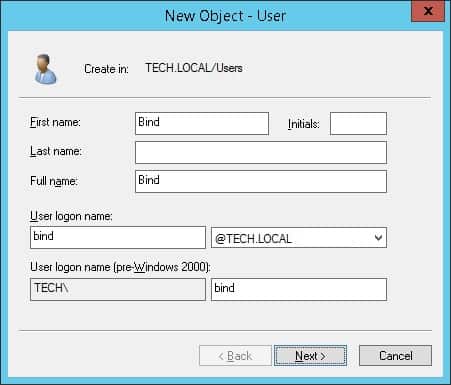 active directory bind account