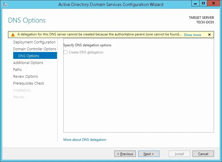 active directory dns options