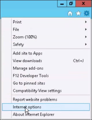internet explorer menu