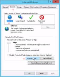 internet explorer security settings