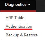 pfsense diagnostics authentication pfsense diagnostics authentication