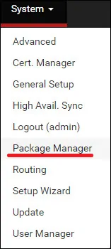 pfsense package manager menu