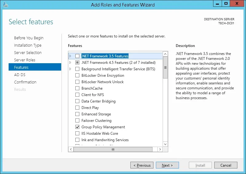windows install active directory