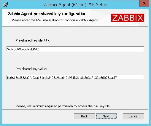 Zabbix Windows encryption PSK