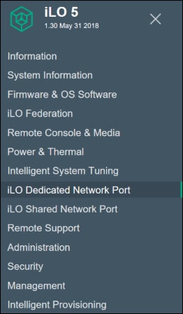 ilo dedicated network port menu ilo dedicated network port menu