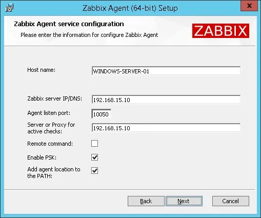 zabbix agent windows msi configuration
