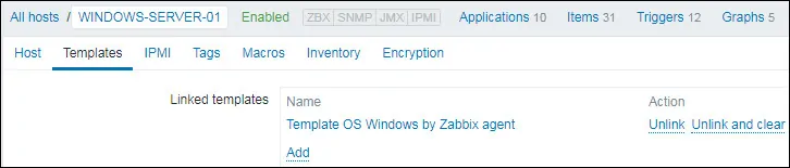 zabbix windows host template