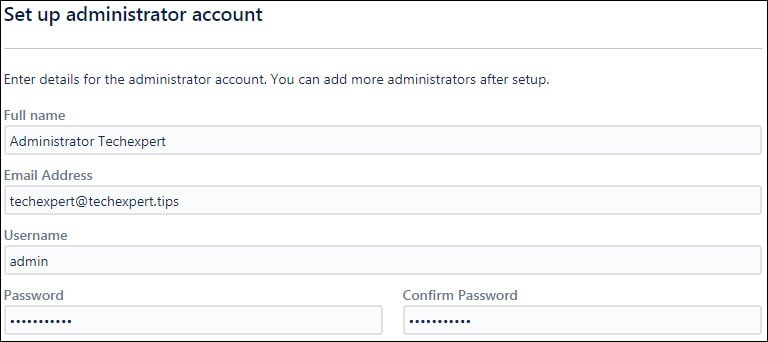 jira installation admin account