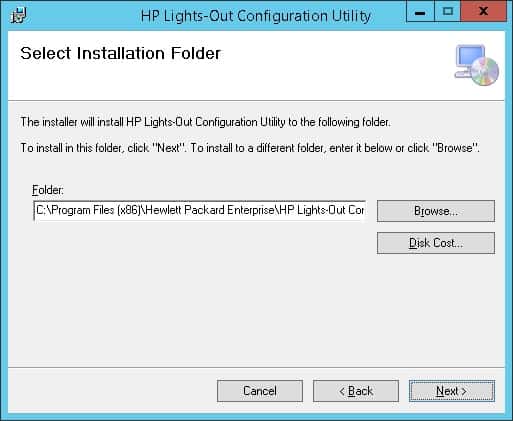 HP Lights-out configuration utility installation path