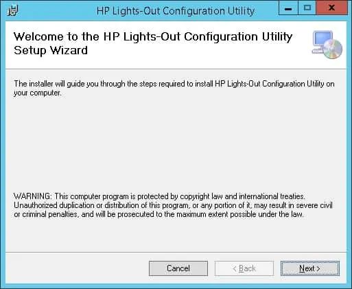 HP Lights-out configuration utility installation