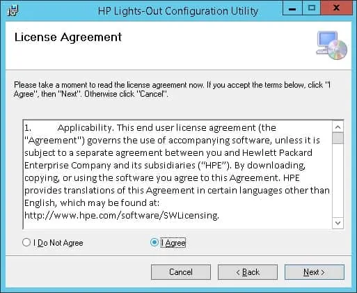 HP Lights-out configuration utility license