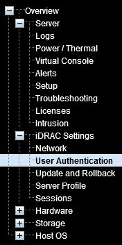 idrac user authentication menu