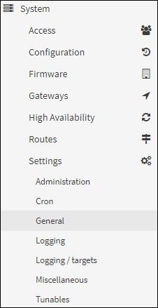 opnsense general menu