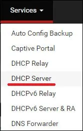pfsense dhcp server menu