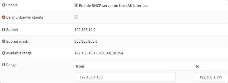 opnsense dhcp server configuration