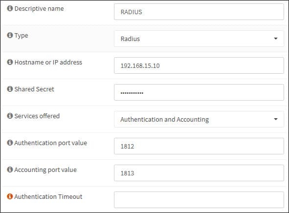 opnsense radius configuration