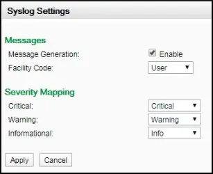 APC UPS Syslog settings