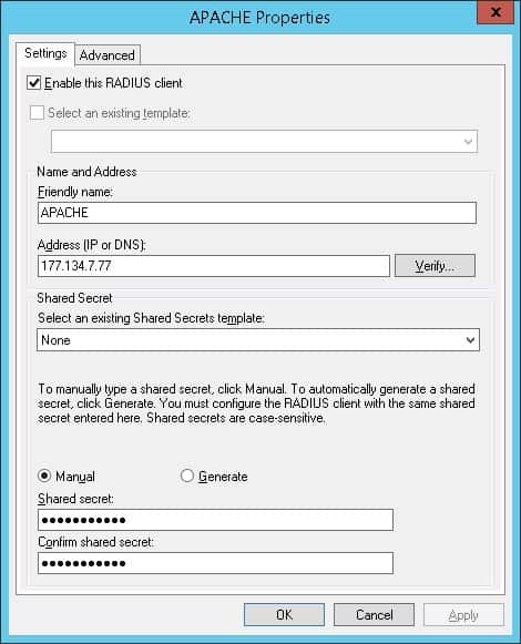 Apache radius client NPS Apache radius client NPS