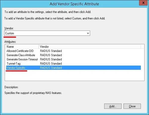 Microsoft Radius Vendor Specific Custom