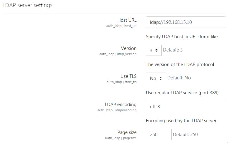 Moodle - LDAP Server settings